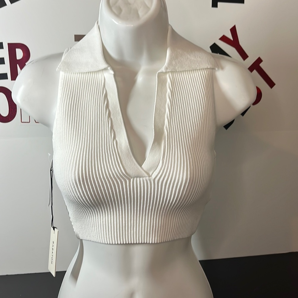 Aritzia color white Sculpt Knit Polo Top